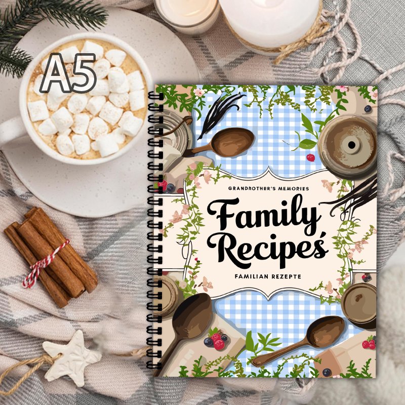 A5 Recipe Book, Blue Grid, Vin - đánh giá và giá Home Cooking Cookbook